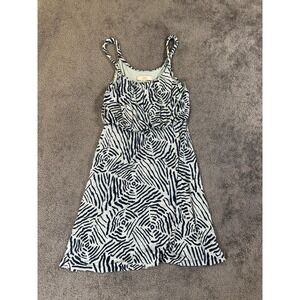 Anne Taylor Loft Spaghetti Strap Sundress Blue Geometric Lightweight Size Small